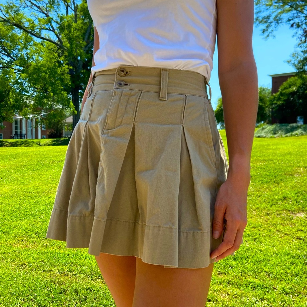 Ralph Lauren Pleated Khaki Mini Skirt
